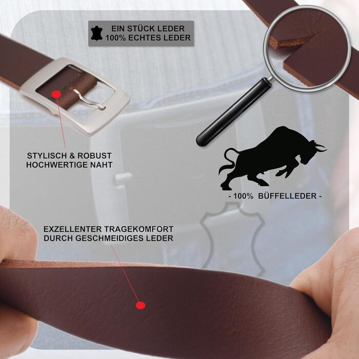 Жіночий шкіряний ремінь Friedrich Hoffmann, ширина 4 см, коричневий, 120 см (зроблено в Німеччині)