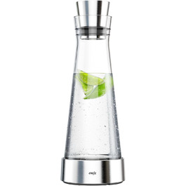 Emsa 514233 Flow Slim Glass Carafe, with Cooling Element, Glass, Elegant Design, 1 Liter, Transparent, 11 x 11 x 38.2 cm