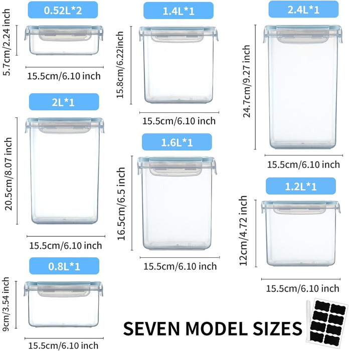 Набір контейнерів для зберігання їжі 10 шт, 1л, BPA-free, з кришкою, повітріодти, для заморожування та Meal Prep, для кухні