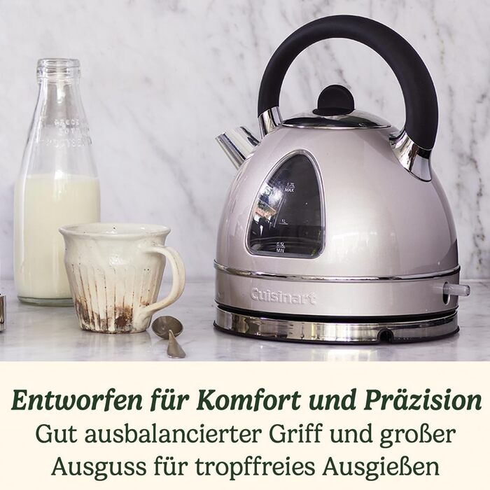 Cuisinart Traditional Kettle | Fast boiling, cordless, quiet, easy pouring | Removable scale filter | 1.7L capacity | Matching toaster available | Pearl 1.7L Traditional Pearl