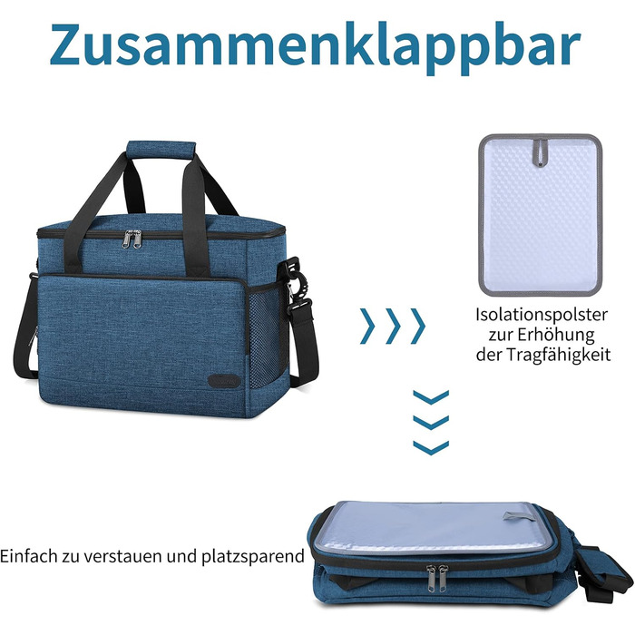 Термосумка Lubardy 15L сірого кольору: велика, складана, водонепроникна, для пікніків та обідів