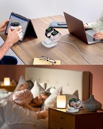 Зарядна станція SwanScout для Apple Watch 10 та AirPods Pro (704A, 3.3W, біла)