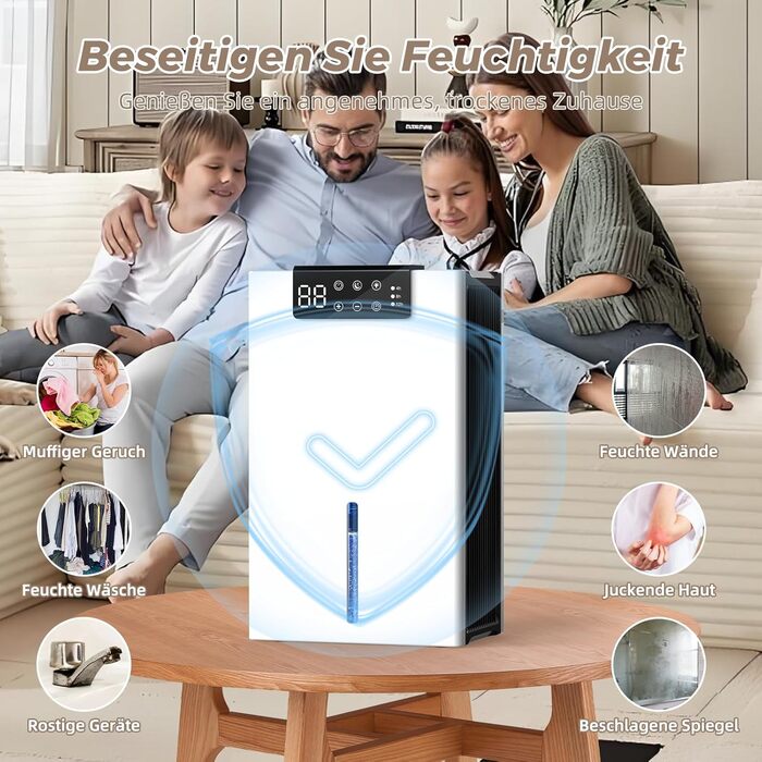 Електричний осушувач повітря 12L/день з цифровим дисплеєм вологості, тихий, з автоматичним розморожуванням, режим сну, проти вологи та плісняви, для спальні та ванної кімнати