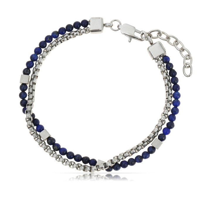 Чоловічий браслет Nami з перлами в срібному та бірюзовому кольорах. Водостійкий браслет, 18+4 см, подарунок для чоловіків (блакитний)