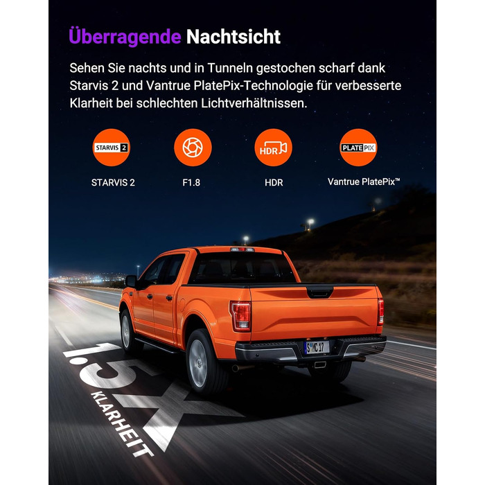 Автомобільний відеореєстратор VANTRUE S1 Pro 2.7K 60FPS з нічним баченням STARVIS 2, прихований монтаж