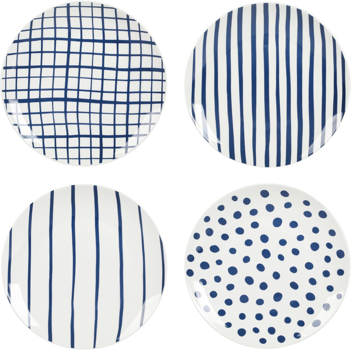 Набір посуду Gibson Home Oslo, 16 предметів (сервіз на 4 особи), білий з блакитним декором