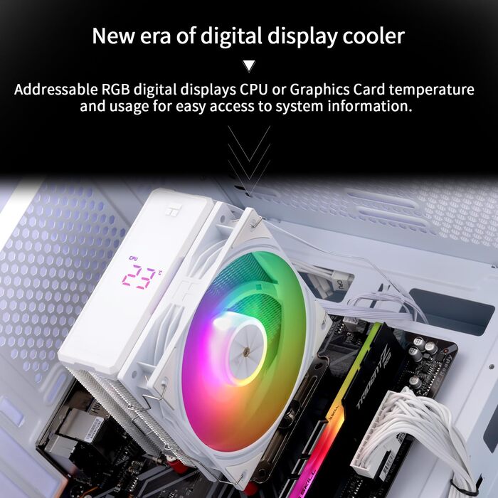 Кулер для процесора TR Assassin X 120R Digital ARGB White - 4 теплові трубки, цифровий дисплей, тихий 120 мм вентилятор PWM, для AM4/AM5, Intel