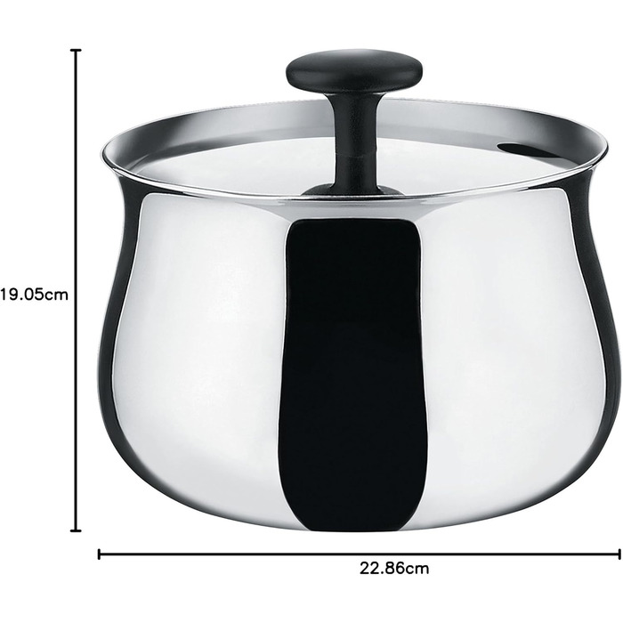 Alessi Sugar Bowl, Stainless Steel, Silver, 12 x 9 x 33.5 cm
