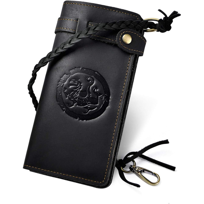Le'aokuu Men's Genuine Leather Wallet Organizer Double Checkbook Wallet Pattern Business Money Clip 3377