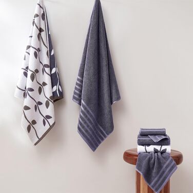 Набір рушників для рук Amrapur Pacific Coast Textiles з органічної бавовни, фарбовані нитки, 6 шт, колір сірий лавандовий