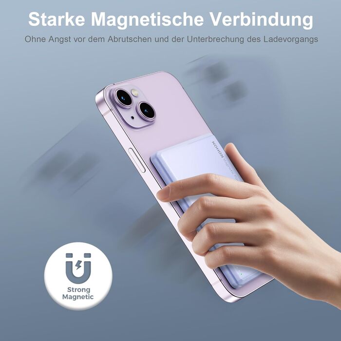 Power Bank NOHON MagSafe: 5000 mAh, Бездротова зарядка, PD 20W, для iPhone 16/15/14/13/12, Ultra Slim, Type-C