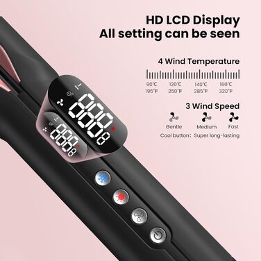 Фен-випрямляч 2-в-1 для тонкого та нормального волосся, 1300W, Ion Technology, 4 температурні режими (90°C-160°C), з функцією самоочищення (Чорний)