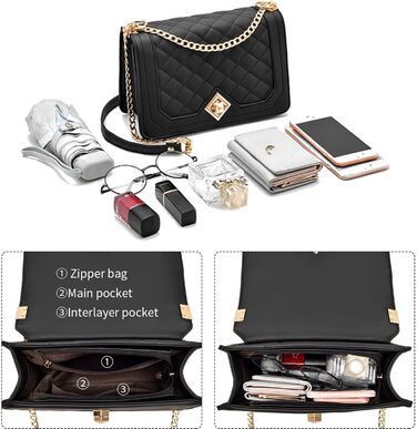 Сумка жіноча Travistar через плече: ланцюжок, кросбоді, вечірня, міська, шкіряна, чорна