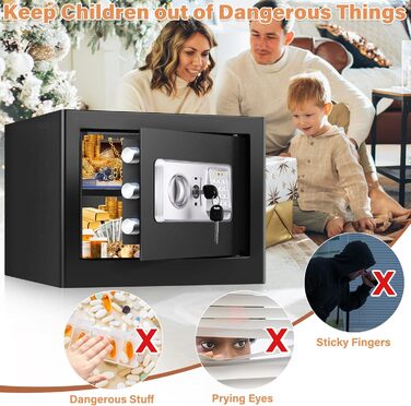 Сейф для дому Safe Tresor 25L вогне- та водостійкий з цифровим кодом, полицею та сигналізацією для цінностей, документів, ліків
