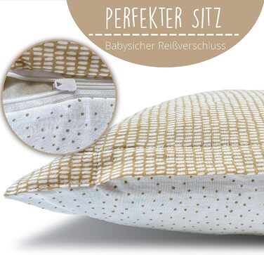 Набір постільної білизни для немовлят з органічної бавовни GOTS (Oeko-Tex100), 100 x 135 см. Комплект постільної білизни для дитячого ліжечка: подушка та ковдра для хлопчиків та дівчаток (пісочний колір). Підходить для дитячих та ліжечок для малюків, розм