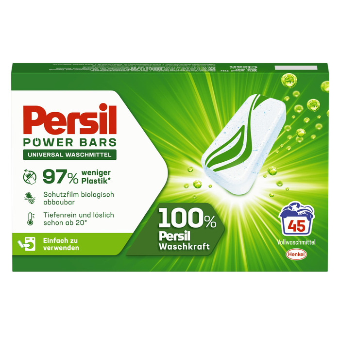 Капсули для прання Persil Power Bars Universal, універсальний засіб для прання, 45 завантажень, 1.33 кг
