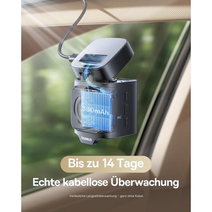 Автомобільний відеореєстратор Baseus VD1 Pro 4K+1080P з сонячною панеллю, режимом паркування, STARVIS нічним баченням, GPS, 5GHz Wi-Fi та карткою пам'яті 32GB