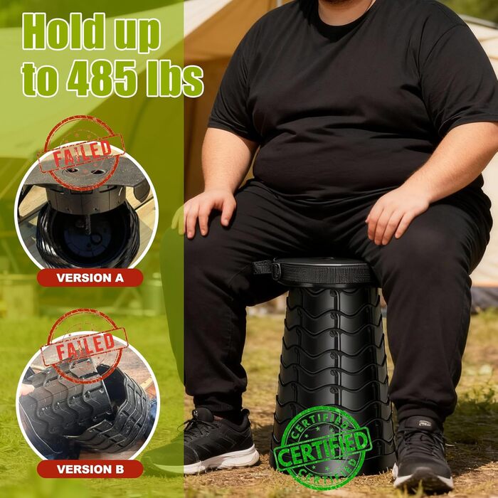 Зручний складаний стільчик з подушкою та тримачем для напоїв, телескопічний, вантажопідйомність 220 кг, легкий, стабільний, регульована висота, для відпочинку на природі та вдома