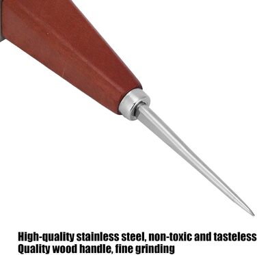 Nivvity Wooden Handle Ice Pick, Bartender Ice Pick, Stainless Steel Ice Pick with Wooden Handle Bartender Tool for Bars Restaurants (Single Prong Square Tail)