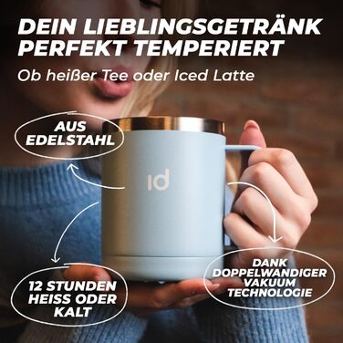 Термокружка IceDrop® з нержавіючої сталі, 330 мл, з кришкою. 100% захист від протікання. Зручна термокружка для гарячих та холодних напоїв, з ручкою. Ідеально для подорожей - чорна