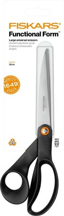 Fiskars Universal Scissors, Overall Length: 24 cm, Quality Steel/Plastic, Functional Form, Black, 1019198