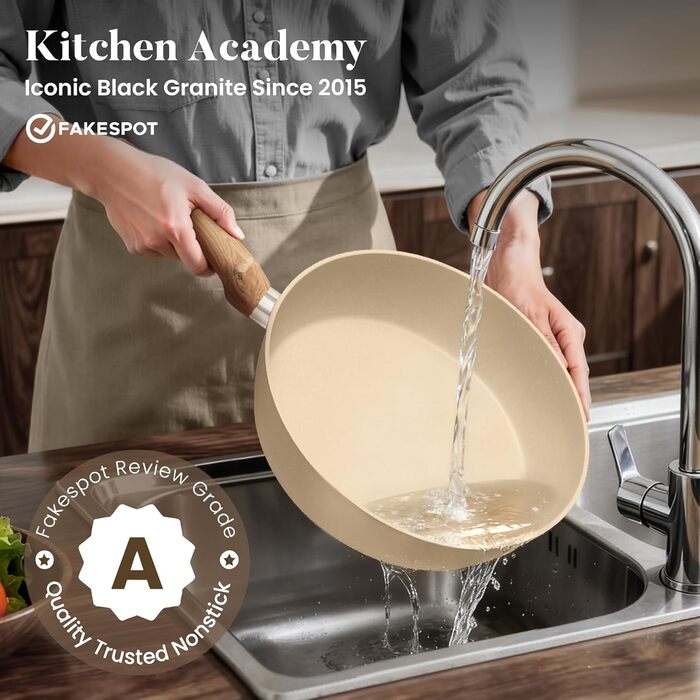 Набір індукційних каструль та сковорідок Kitchen Academy, 12 предметів, антипригарне покриття, блакитний, гранітний, безпечний