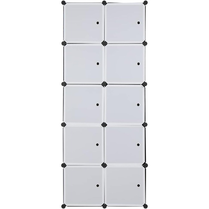 Regal system, 10 cubes, plastic wardrobe with doors, modular cabinet for space-saving storage, 70 x 45 x 175 cm, white door & black cabinet, for storing clothes, shoes, etc.