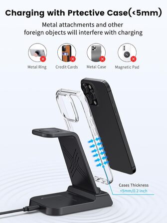 Зарядна станція 3-в-1 для Apple: iPhone 16/15/14, Apple Watch 10/9/8/7/6/SE та AirPods Pro/4. Бездротова зарядка