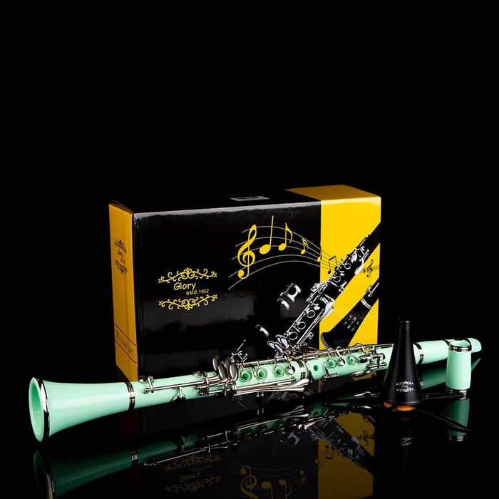 Кларнет Glory GLY-CLAGN професійний ебонітовий Bb з аксесуарами (10 вставок, стійка, кейс, щітки)