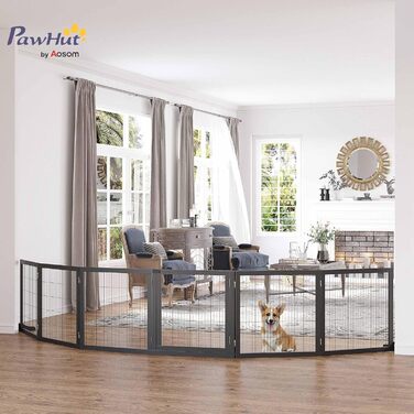 Захисне ґратка для собак PawHut - регульоване, вільне стояння, 70H x 432B см, 6 панелей, чорний