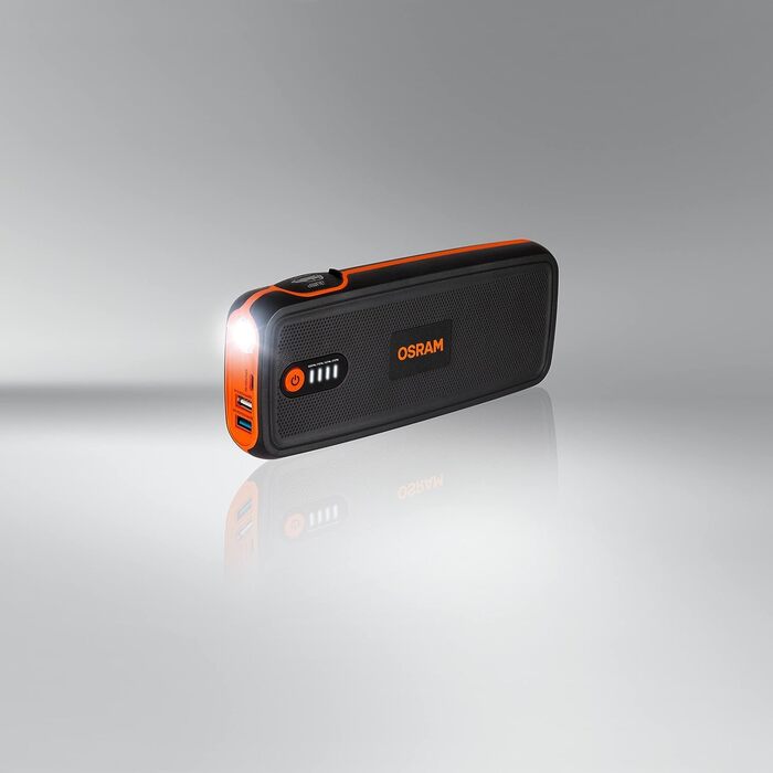 Osram BATTERYstart 400: Літієвий пусковий пристрій 2000A 12V з Powerbank, для бензинових та дизельних двигунів до 8L/4L, 16800mAh