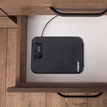 Сейф Relaxdays з кодовим замком, портативний, зі страхувальним тросом, автосейф, сталевий, 5.5x17x25 см, чорний