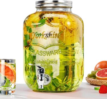 Drink Dispensers for Parties, Leakproof Beverage Dispenser Spigot, Food Grade, Transparent, Iced Beverage Jugs, Party Hosting Accessories for Lemon, Sangria, and Drinks