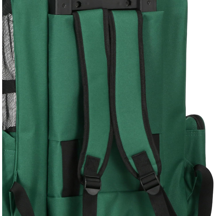 PawHut Рюкзак-переноска для собак та котів 2-в-1 з кишенями, телескопічною ручкою та колесами, 42 x 25 x 55 см, Зелений