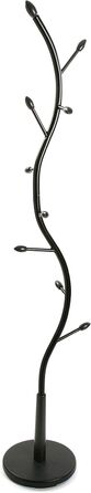 Versa Swindon Minimalist Coat Rack for the Entrance Area, with 9 Hooks for Clothes or Bags, Dimensions (H x W x D) 185 x 32 x 32 cm, Metal, Color: (Black)