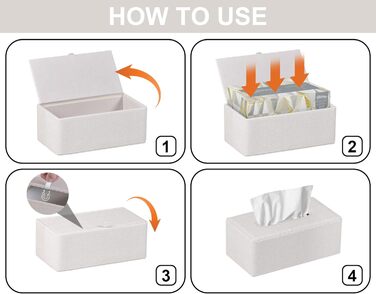 GOLRANLYE Tissue Box Rectangular PU Leather Cosmetic Tissue Dispenser Box Holder for Dresser Bathroom Decor (Dark Gray) (Linen Beige)