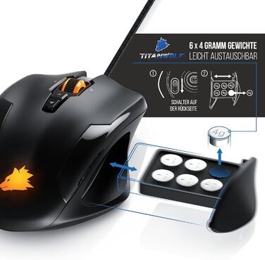 Механічна клавіатура та миша TITANWOLF з підсвічуванням LED та XXL килимком для миші, ігрова комбінація, Anti-Ghosting, 10800dpi, Makro-режим