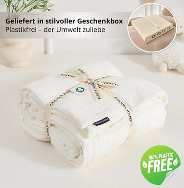 Дитяча постільна бджільня Kinderbettwäsche 100x135 2 шт. | ОekoTex сертифікована, для алергіків | Набір постільної білизни з мусліну Kinderbettwäsche з 1 простирадлом 135x100 та 1 наволочкою 40x60 | (100 см x 135 см, Білий)