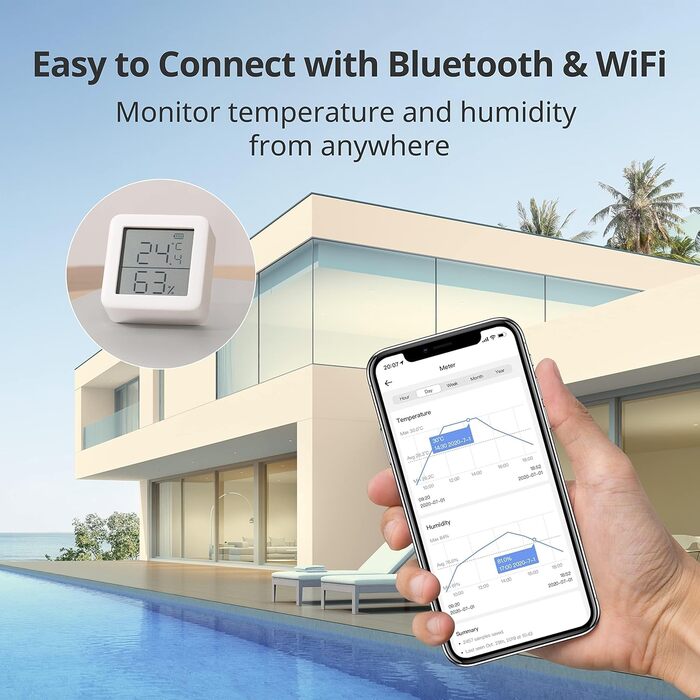 SwitchBot Thermometer Hygrometer Indoor and Hub Mini, Digital Hygrometer Bluetooth Thermo-Hygrometer with APP, Dew Point/VPD/Absolute Humidity Sensor, Monitor for Indoor Temperature and Humidity