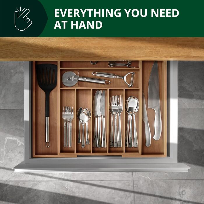 Органайзер для столових приборів ROYAL CRAFT WOOD з бамбука, 9 відділень, коричневий