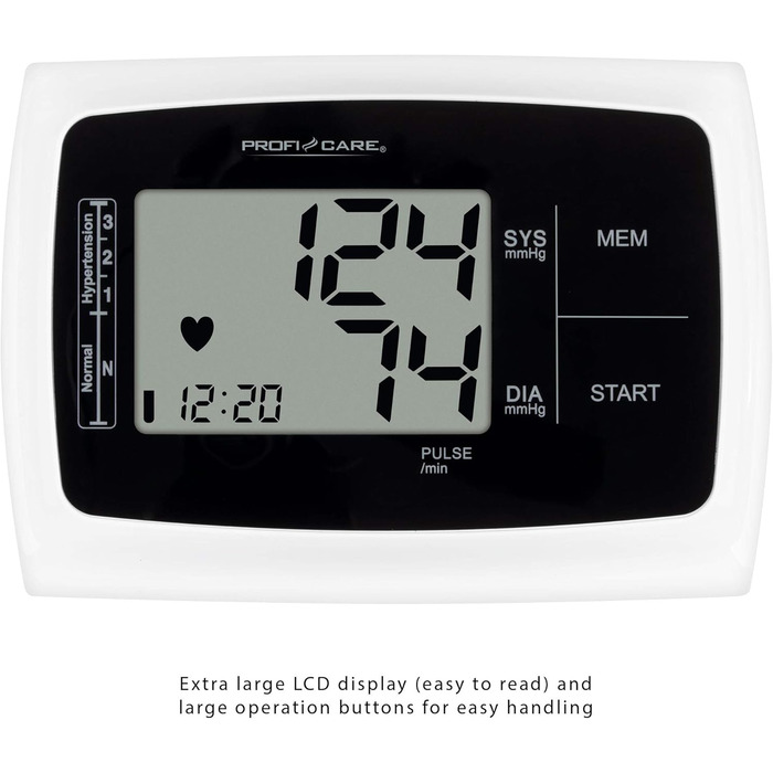 Тонометр ProfiCare® PC BMG 3121 для вимірювання артеріального тиску та пульсу | Виявлення аритмії | Тонометр на плечі з оцінкою ВООЗ | Білий | Модель 2024