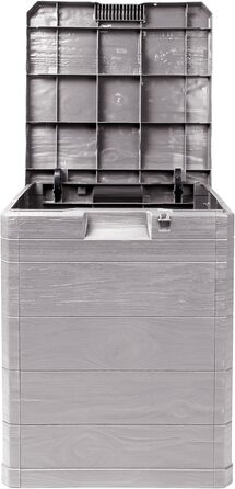 Скриня для зберігання Ondis24 Madera Mini 90 л, дерев'яна текстура, з можливістю замикання, теплий сірий колір, бокс для подушок