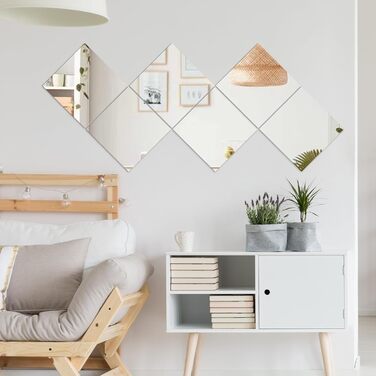 6 дзеркал самоклеючих, 30 x 40 см, акрилові, для стін та шаф, 6 шт.