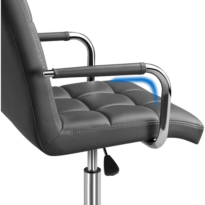 Офісне крісло Yaheetech з підлокітниками, регульоване по висоті, штучна шкіра, сірий