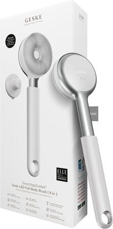 GESKE Sonic LED Full-Body Brush - Щітка для тіла з LED та Sonic-вібрацією | 9 в 1 | Інтенсивне пілінгування та масаж | Глибоке очищення | Білий