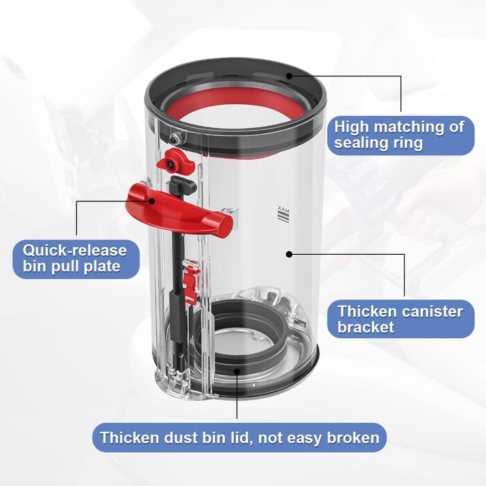 Dyson V11/V15/SV14/SV15/SV22 Dust Bin Replacement - Compatible with 970050-01 & 965443-01