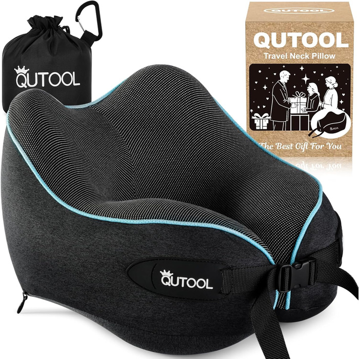 Подушка для шиї у літак Memory Foam з регульованими ремінцями, дихаючим чохлом, у вигляді «вушка» для літака, авто, поїзда. У комплекті сумка з гачком для зручного транспортування. Стандартна, для дорослих