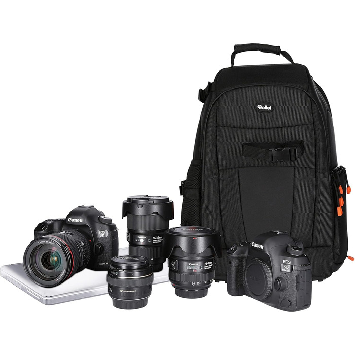 Рюкзак для фотоапарата Rollei Fotoliner Ocean M: з перероблених PET-пляшок, з дощем.і, ручної поклажі, чорний