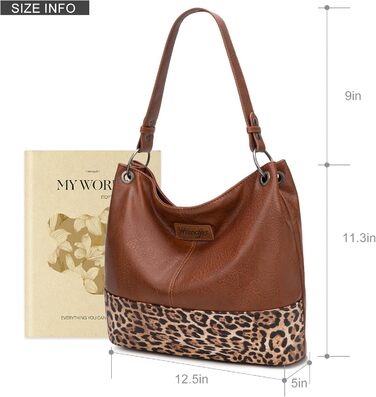 Сумка жіноча Wrangler Hobo з екошкіри, верхня ручка, крос-боді, леопардовий коричневий