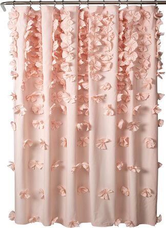 Шторка для душу Lush Decor Riley, 183x183 см, з бантиками, рожева